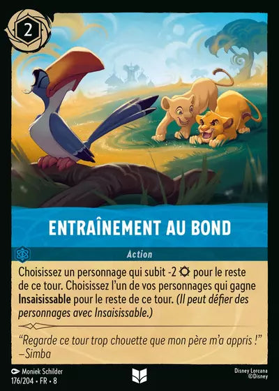 Carte Lorcana - Disney Entraînement au bond 176/204 Peu Commune Moniek Schilder Chapitre 08 Le Règne de Jafar ROJ Neuf FR LorenZone