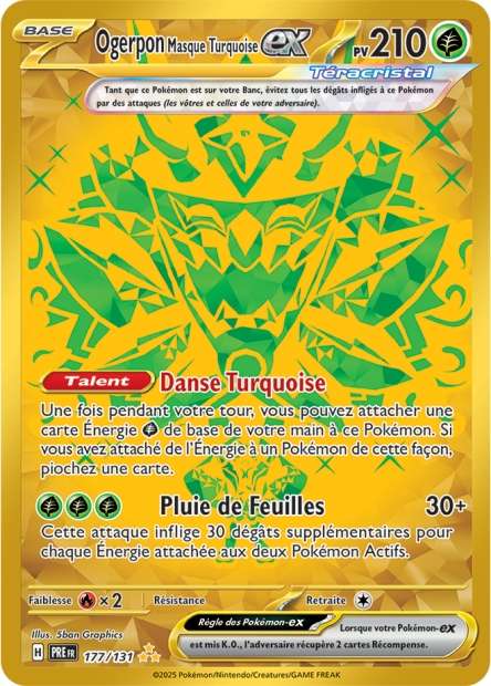 Carte Pokémon Ogerpon Masque Turquoise EX 177/131 Evolutions Prismatiques PRE EV8_5 Neuf FR LorenZone