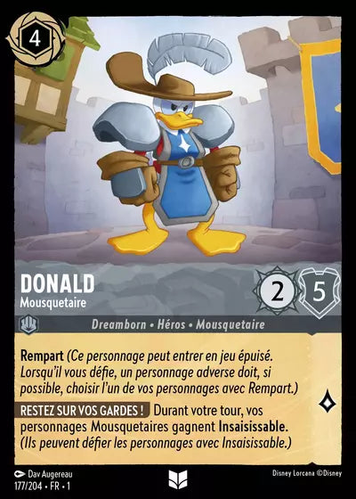 Carte Lorcana - Disney Donald, Mousquetaire 177/204 Chapitre 01 Premier Chapitre FC Neuf FR LorenZone