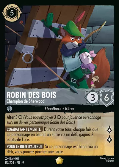 Carte Lorcana - Disney Robin des Bois, Champion de Sherwood 177/204 Chapitre 09 Fabuleux FAB Neuf FR LorenZone