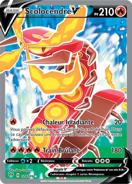 Carte Pokémon Scolocendre V 179/189 SWSH3 Ténèbres Embrasées EB03 Neuf FR LorenZone