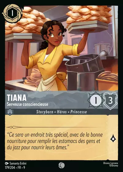 Carte Lorcana - Disney Tiana, Serveuse consciencieuse 179/204 Chapitre 09 Fabuleux FAB Neuf FR LorenZone