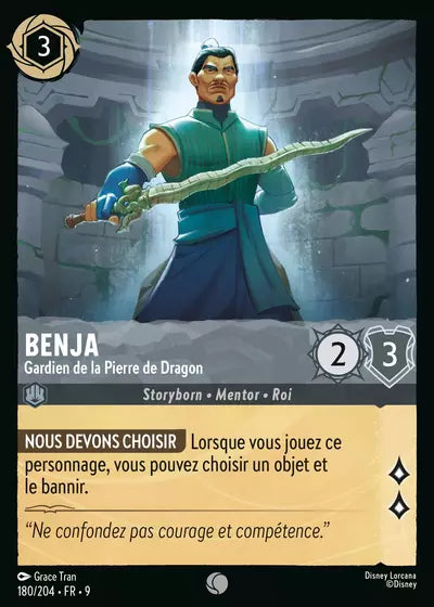 Carte Lorcana - Disney Benja, Gardien de la Pierre de Dragon 180/204 Chapitre 09 Fabuleux FAB Neuf FR LorenZone