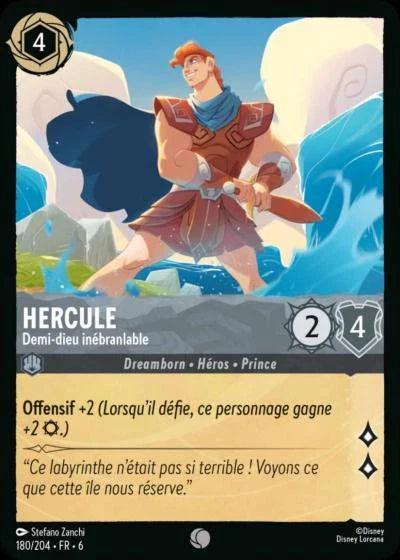 Carte Lorcana - Disney Hercule, Demi-dieu inébranlable 180/204 Commune  Chapitre 06 La Mer Azurite AZS Neuf FR LorenZone