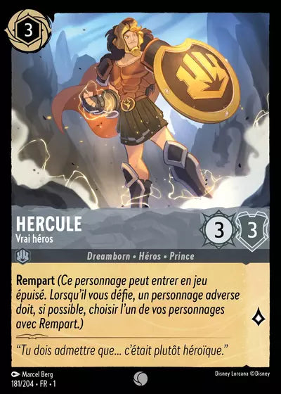 Carte Lorcana - Disney Hercule, Vrai héros 181/204 Chapitre 01 Premier Chapitre FC Neuf FR LorenZone