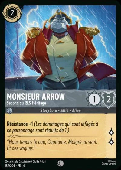 Carte Lorcana - Disney Monsieur Arrow, Second du RLS Héritage 182/204 Commune  Chapitre 06 La Mer Azurite AZS Neuf FR LorenZone