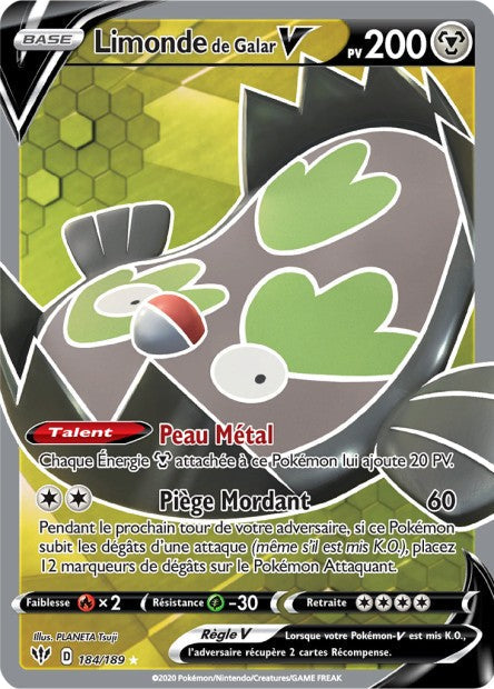 Carte Pokémon Limonde de Galar V 184/189 SWSH3 Ténèbres Embrasées EB03 Neuf FR LorenZone
