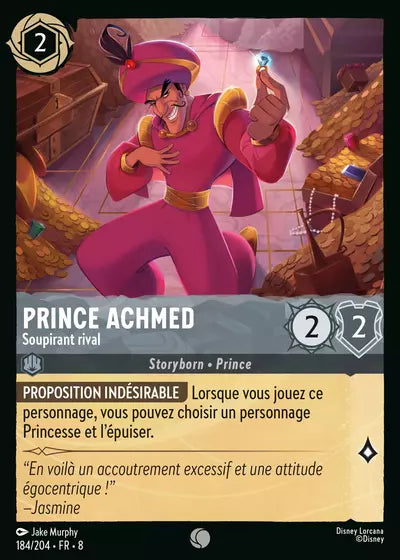 Carte Lorcana - Disney Prince Achmed, Soupirant rival 184/204 Commune Jake Murphy Chapitre 08 Le Règne de Jafar ROJ Neuf FR LorenZone