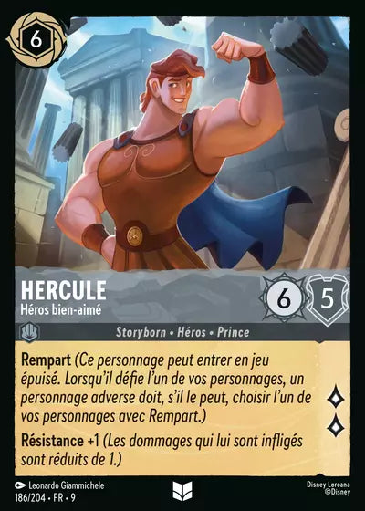 Carte Lorcana - Disney Hercule, Héros bien-aimé 186/204 Chapitre 09 Fabuleux FAB Neuf FR LorenZone