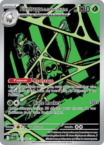 Carte Pokémon Filentrappe de la Team Rocket 187/182 DRI Rivalités Destinées EV10 Neuf FR LorenZone