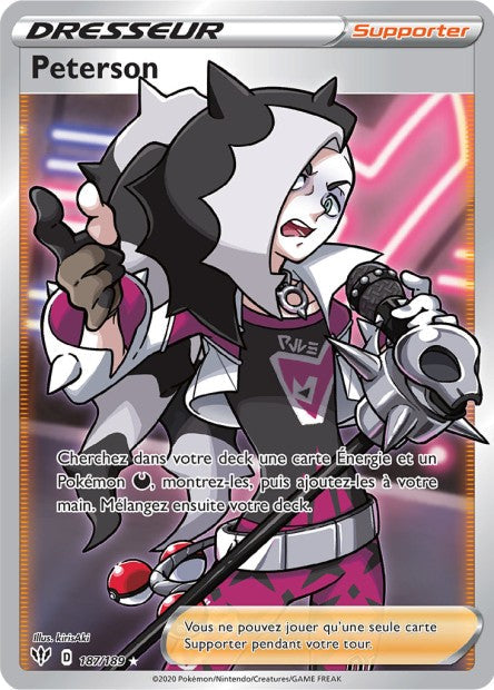 Carte Pokémon Peterson 187/189 SWSH3 Ténèbres Embrasées EB03 Neuf FR LorenZone