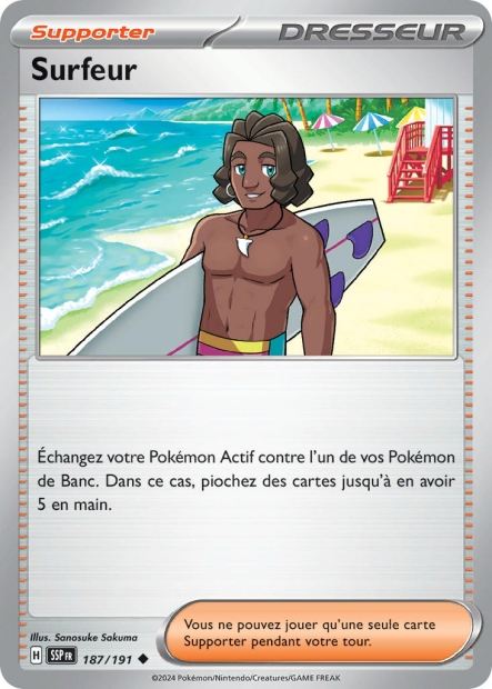 Carte Pokémon Surfeur 187/191 SSP Étincelles Déferlantes EV08 Neuf FR LorenZone