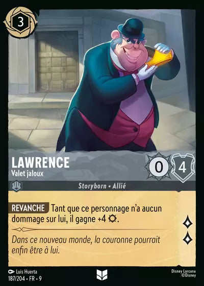 Carte Lorcana - Disney Lawrence, Valet jaloux 187/204 Chapitre 09 Fabuleux FAB Neuf FR LorenZone