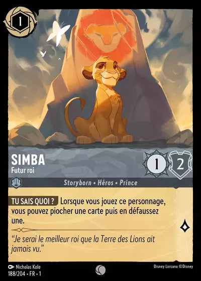 Carte Lorcana - Disney Simba, Futur roi 188/204 Chapitre 01 Premier Chapitre FC Neuf FR LorenZone