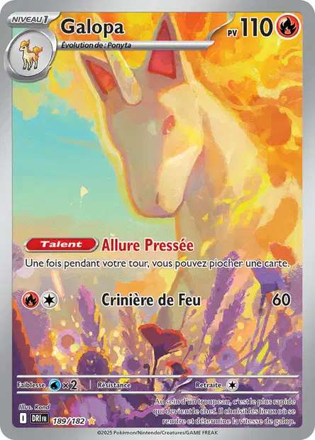 Carte Pokémon Galopa 189/182 DRI Rivalités Destinées EV10 Neuf FR LorenZone