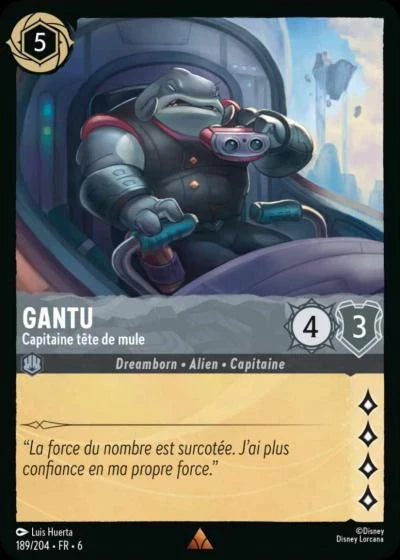 Carte Lorcana - Disney Gantu, Capitaine tête de mule 189/204 Rare  Chapitre 06 La Mer Azurite AZS Neuf FR LorenZone