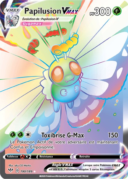 Carte Pokémon Papilusion VMAX 190/189 SWSH3 Ténèbres Embrasées EB03 Neuf FR LorenZone