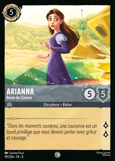Carte Lorcana - Disney Arianna, Reine de Corona 191/204 Commune Carmine Pucci Chapitre 08 Le Règne de Jafar ROJ Neuf FR LorenZone