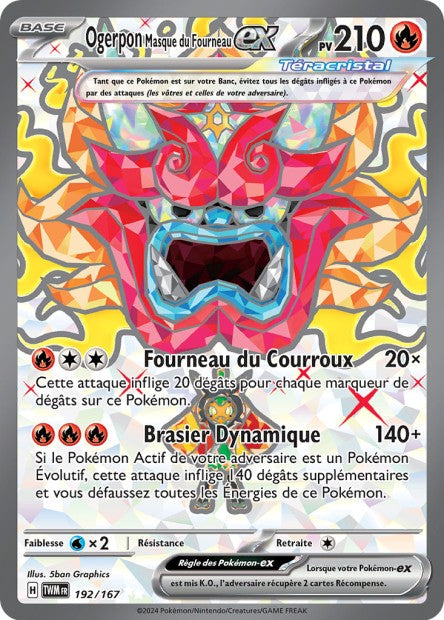 Carte Pokémon Ogerpon Masque du Fourneau EX 192/167 TWM Mascarade Crépusculaire EV06 Neuf FR LorenZone