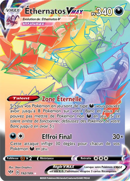 Carte Pokémon Éthernatos VMAX 192/189 SWSH3 Ténèbres Embrasées EB03 Neuf FR LorenZone