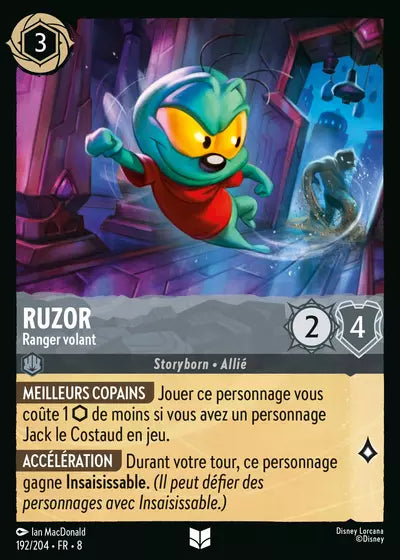 Carte Lorcana - Disney Ruzor, Ranger volant 192/204 Peu Commune Ian MacDonald Chapitre 08 Le Règne de Jafar ROJ Neuf FR LorenZone