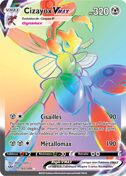 Carte Pokémon Cizayox VMAX 193/189 SWSH3 Ténèbres Embrasées EB03 Neuf FR LorenZone