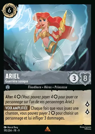 Carte Lorcana - Disney Ariel, Guerrière sonique 195/204 Chapitre 09 Fabuleux FAB Neuf FR LorenZone