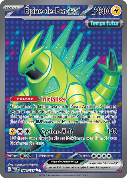 Carte Pokémon Épine-de-Fer EX 196/167 TWM Mascarade Crépusculaire EV06 Neuf FR LorenZone