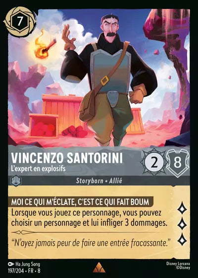 Carte Lorcana - Disney Vicenzo Santorini, L'expert en explosifs  197/204 Rare Ha Jung Song Chapitre 08 Le Règne de Jafar ROJ Neuf FR LorenZone