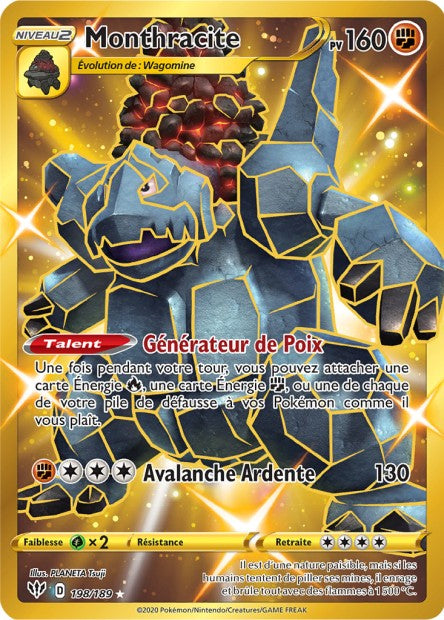 Carte Pokémon Monthracite  198/189 SWSH3 Ténèbres Embrasées EB03 Neuf FR LorenZone