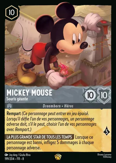 Carte Lorcana - Disney Mickey Mouse, Souris géante 199/204 Légendaire Joy Ang Giulia Riva Chapitre 08 Le Règne de Jafar ROJ Neuf FR LorenZone