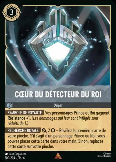 Carte Lorcana - Disney Coeur du détecteur du roi 200/204 Rare  Chapitre 06 La Mer Azurite AZS Neuf FR LorenZone