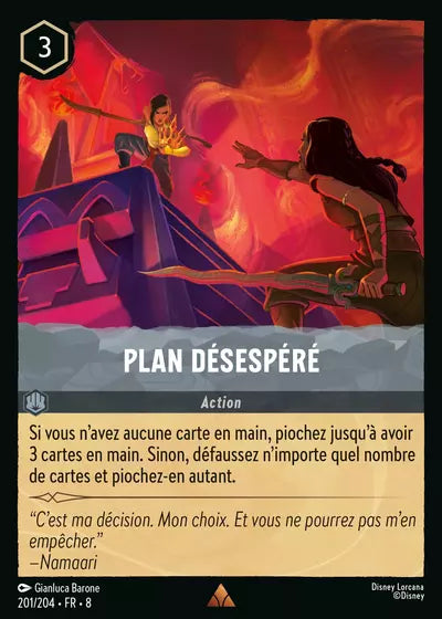 Carte Lorcana - Disney Plan désespéré 201/204 Rare Gianluca Barone Chapitre 08 Le Règne de Jafar ROJ Neuf FR LorenZone