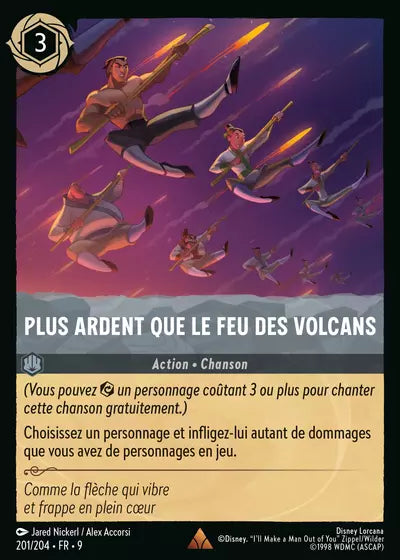 Carte Lorcana - Disney Plus ardent que le feu des volcans 201/204 Chapitre 09 Fabuleux FAB Neuf FR LorenZone