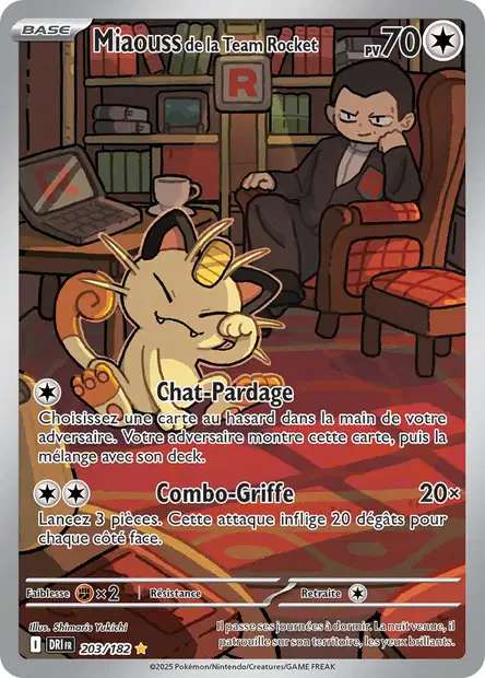 Carte Pokémon Miaouss de la Team Rocket 203/182 DRI Rivalités Destinées EV10 Neuf FR LorenZone