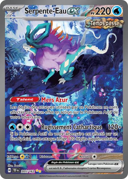 Carte Pokémon Serpente-Eau EX 205/162 TEF Forces Temporelles EV05 Neuf FR LorenZone
