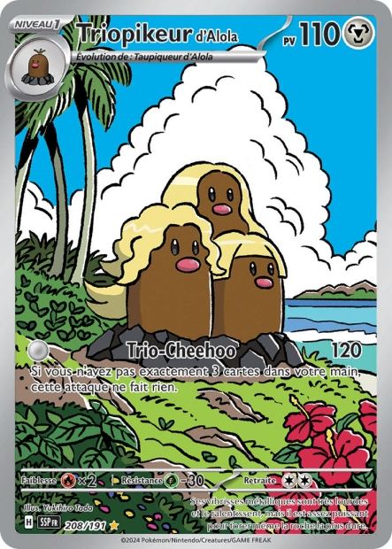 Carte Pokémon Triopikeur d'Alola 208/191 SSP Étincelles Déferlantes EV08 Neuf FR LorenZone