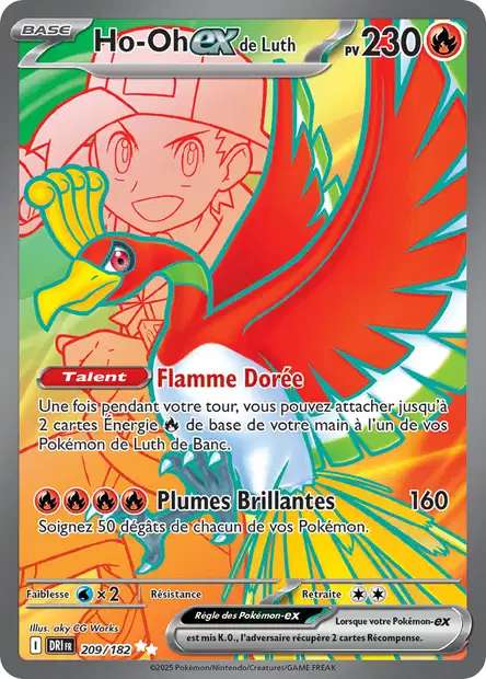 Carte Pokémon Ho-Oh EX de Luth 209/182 DRI Rivalités Destinées EV10 Neuf FR LorenZone