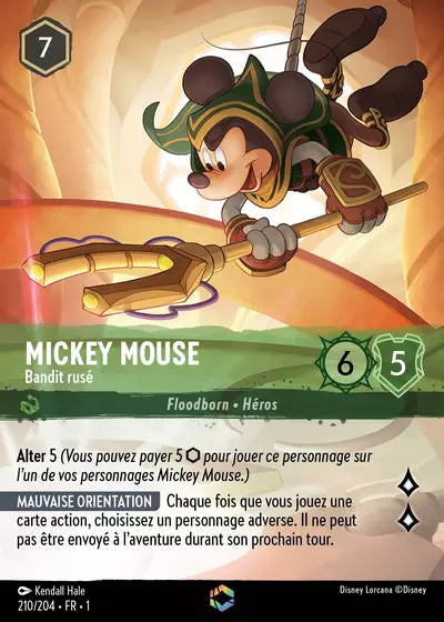 Carte Lorcana - Disney Mickey Mouse, Bandit rusé 210/204 Chapitre 01 Premier Chapitre FC Neuf FR LorenZone