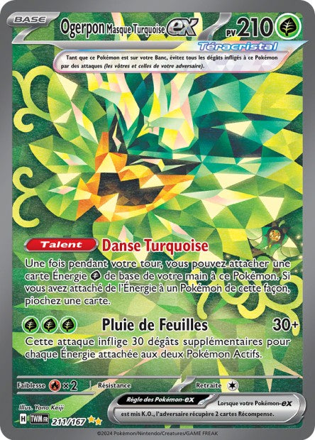 Carte Pokémon Ogerpon Masque Turquoise EX 211/167 TWM Mascarade Crépusculaire EV06 Neuf FR LorenZone