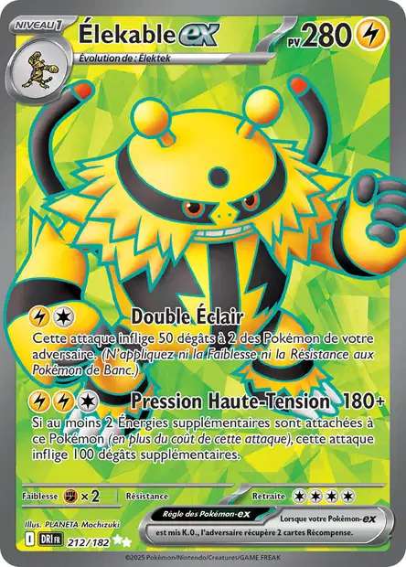 Carte Pokémon Élekable EX 212/182 DRI Rivalités Destinées EV10 Neuf FR LorenZone
