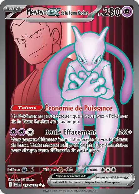 Carte Pokémon Mewtwo EX de la Team Rocket 213/182 DRI Rivalités Destinées EV10 Neuf FR LorenZone