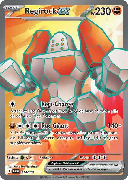 Carte Pokémon Regirock EX 214/182 DRI Rivalités Destinées EV10 Neuf FR LorenZone