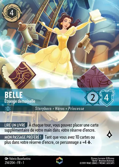 Carte Lorcana - Disney Belle, Etrange demoiselle 214/204 Chapitre 01 Premier Chapitre FC Neuf FR LorenZone