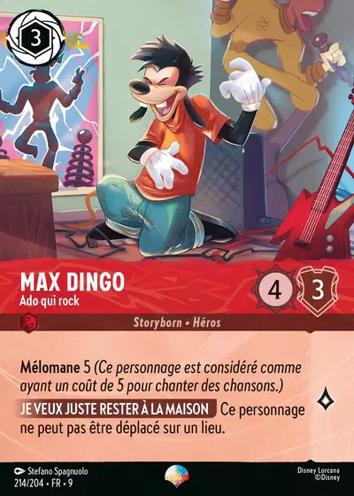 Carte Lorcana - Disney Max Dingo, Ado qui rock 214/204 Chapitre 09 Fabuleux FAB Neuf FR LorenZone