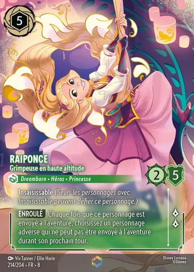Carte Lorcana - Disney Raiponce, Grimpeuse en haute altitude 214/204 Enchantée Viv Tanner Ellie Horie Chapitre 08 Le Règne de Jafar ROJ Neuf FR LorenZone