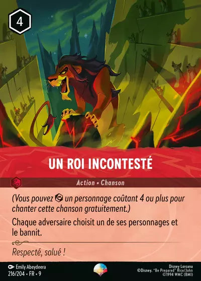 Carte Lorcana - Disney Un roi incontesté 216/204 Chapitre 09 Fabuleux FAB Neuf FR LorenZone