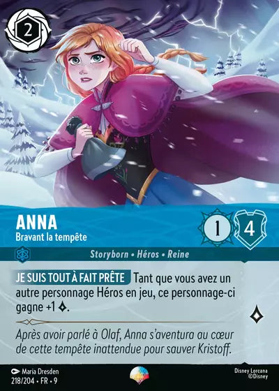 Carte Lorcana - Disney Anna, Bravant la tempête 218/204 Chapitre 09 Fabuleux FAB Neuf FR LorenZone