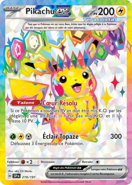 Carte Pokémon Pikachu EX 219/191 SSP Étincelles Déferlantes EV08 Neuf FR LorenZone