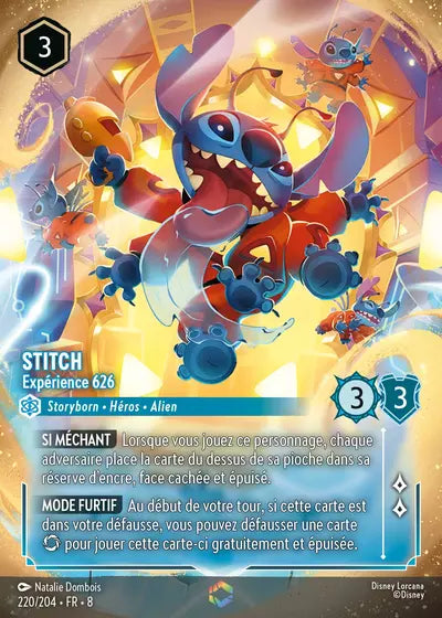Carte Lorcana - Disney Stitch, Expérience 626 220/204 Enchantée Natalie Dombois Chapitre 08 Le Règne de Jafar ROJ Neuf FR LorenZone